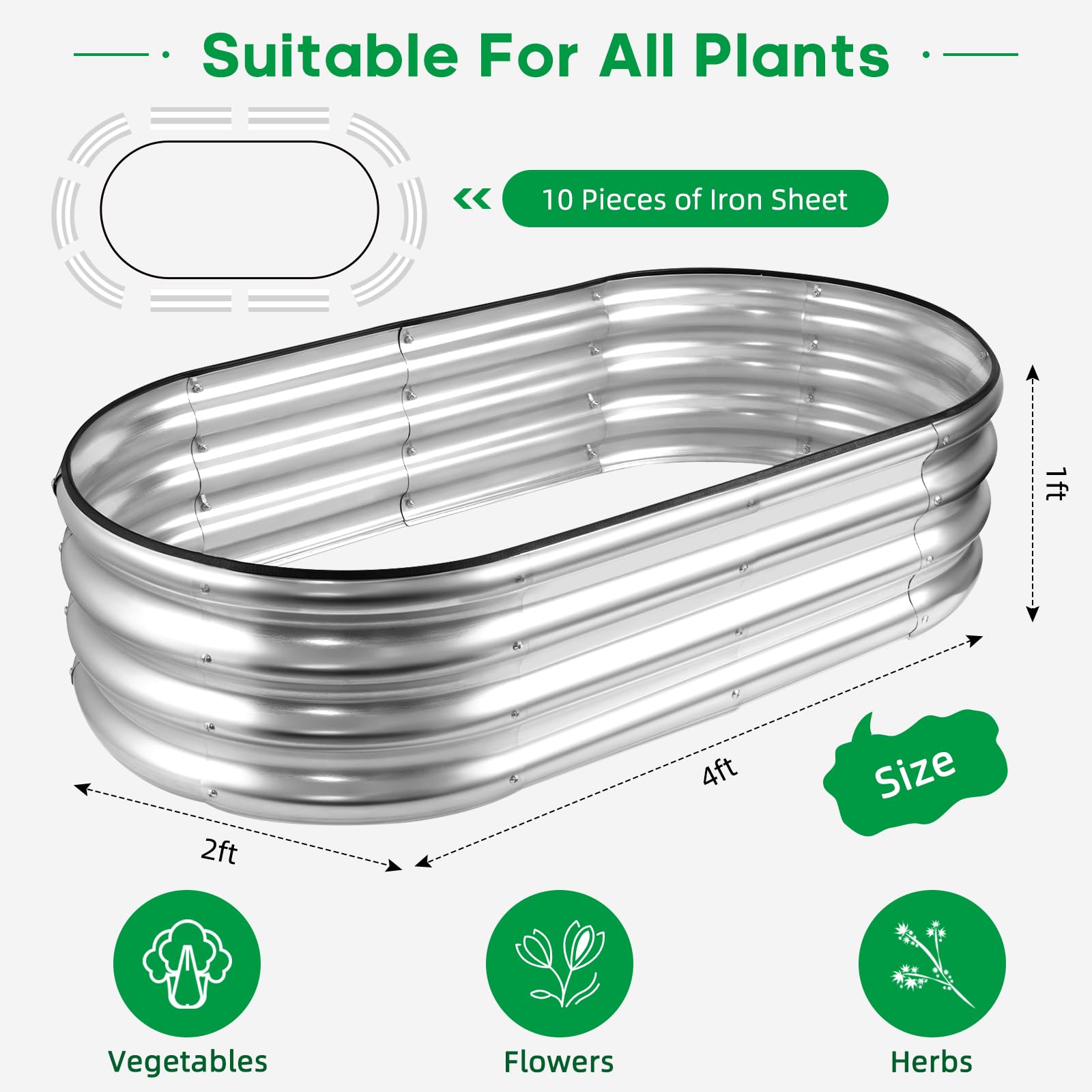 JERIA raised garden bed 4x2x1ft offers ample space for vegetables.