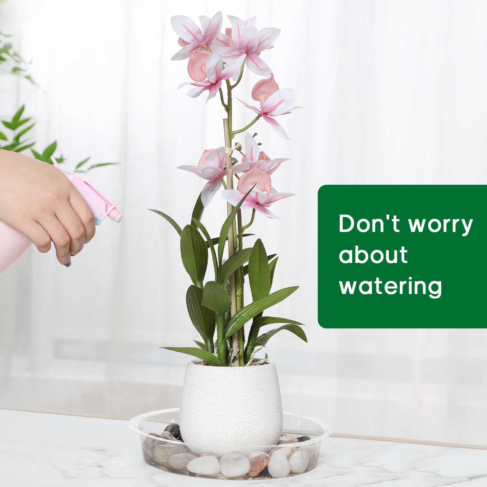 Stackable JERIA plant saucers neatly stored without taking space