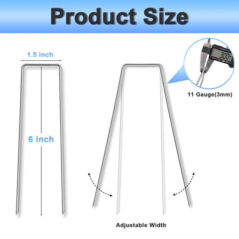 JERIA u-shaped garden stakes in galvanized steel for secure fabric anchoring.