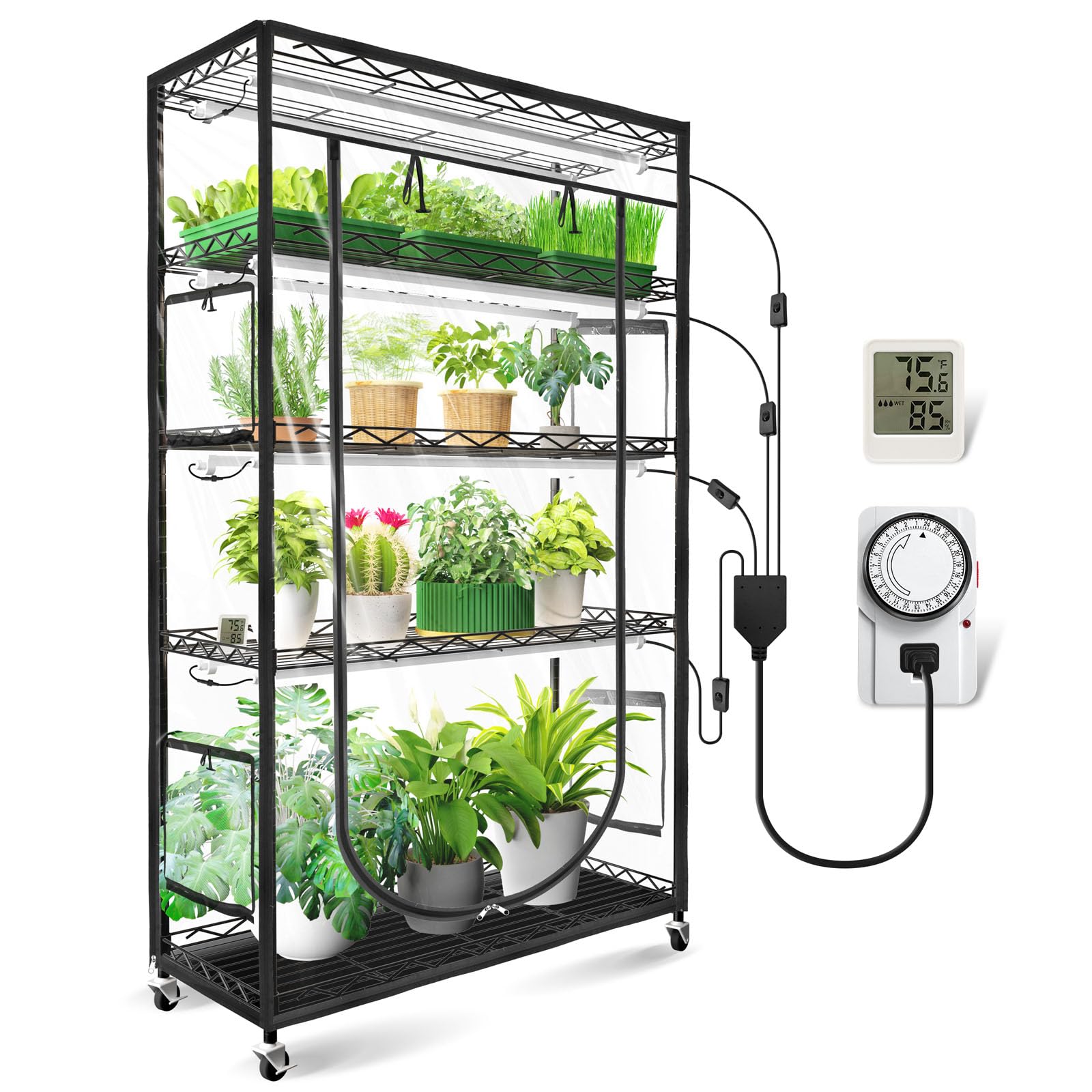 JESLED indoor greenhouse with grow light ready for easy assembly and seed starting.