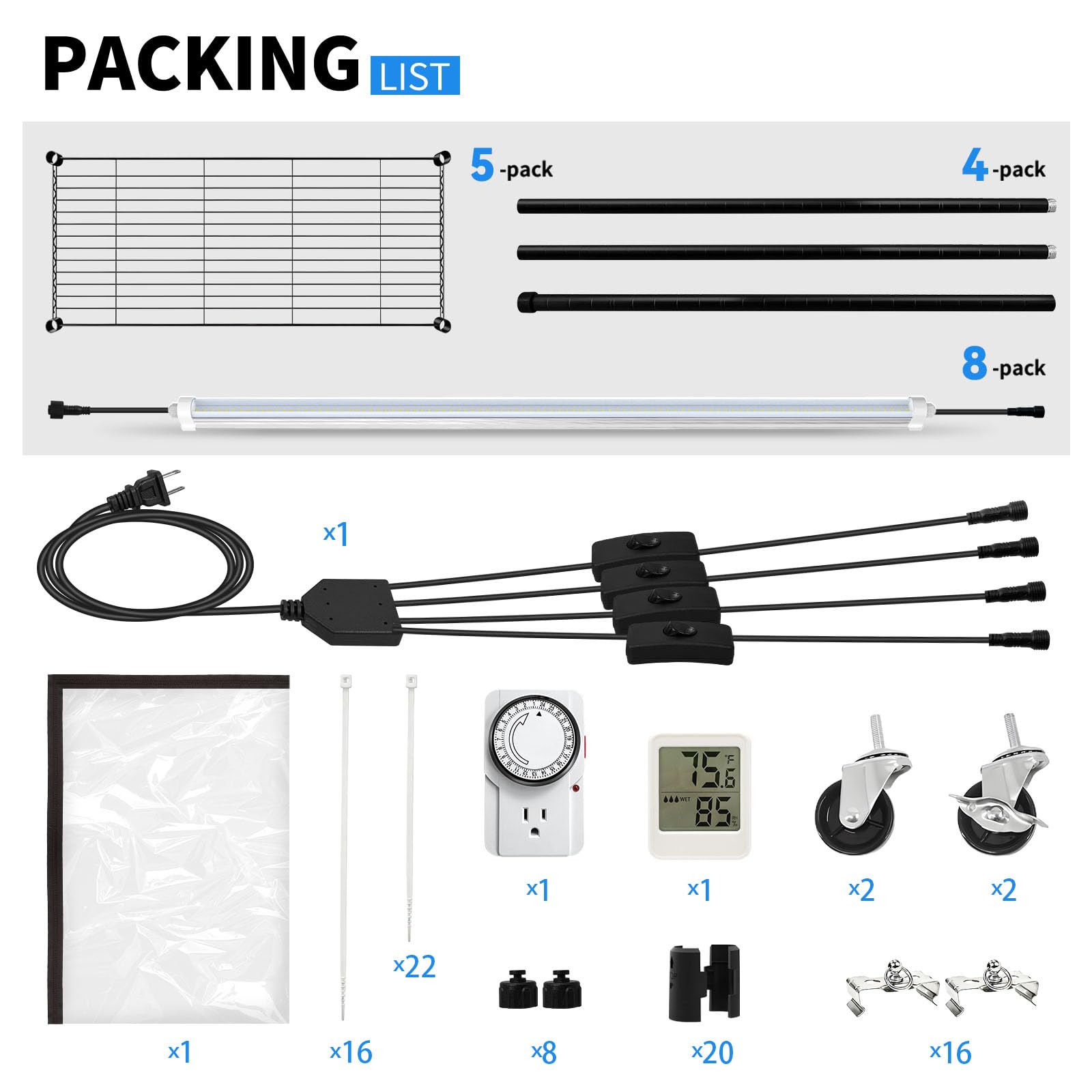 JESLED comprehensive packaging covers all components for a complete setup.