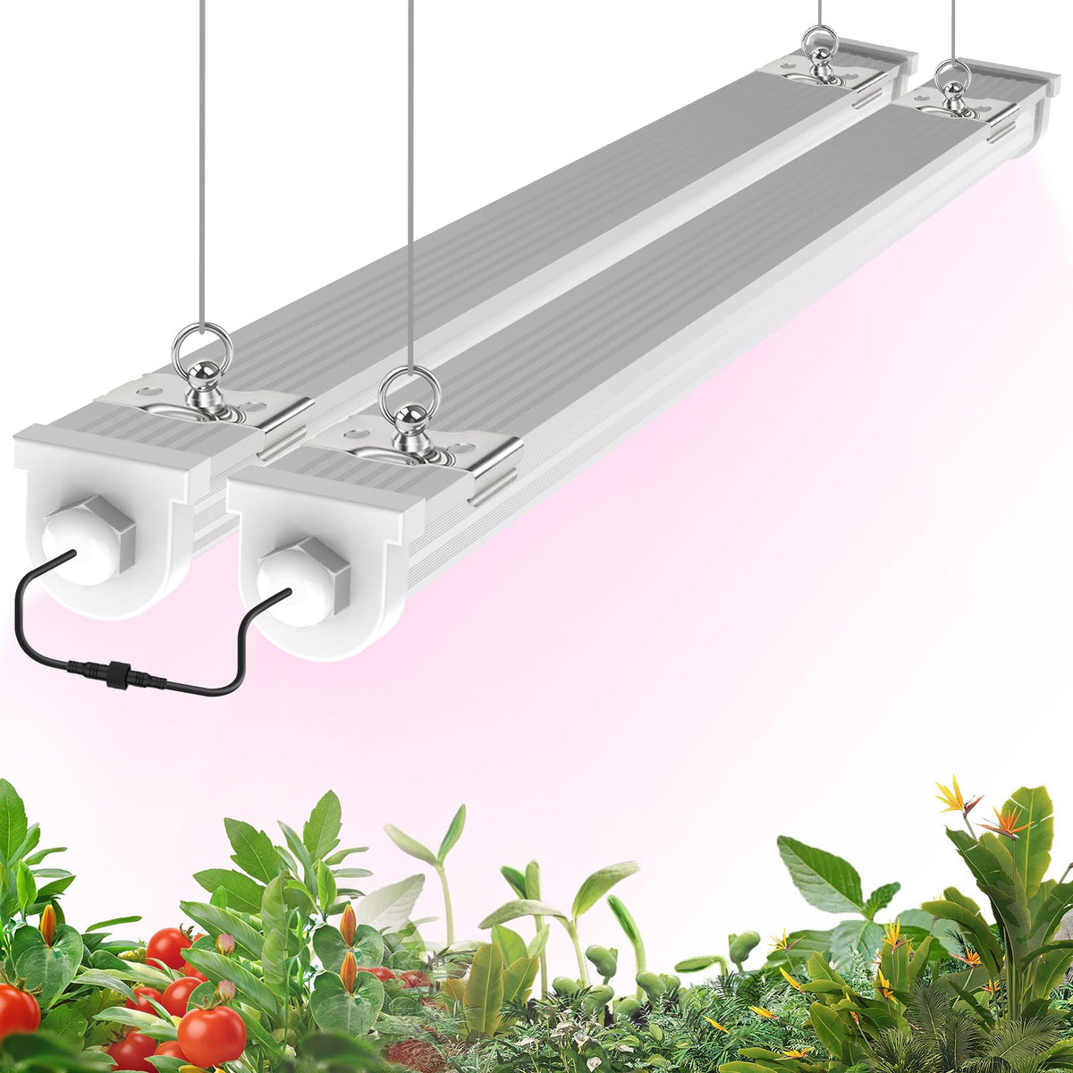 JESLED waterproof grow light 3ft full-spectrum for indoor gardens, 2-pack, supports year-round greens.