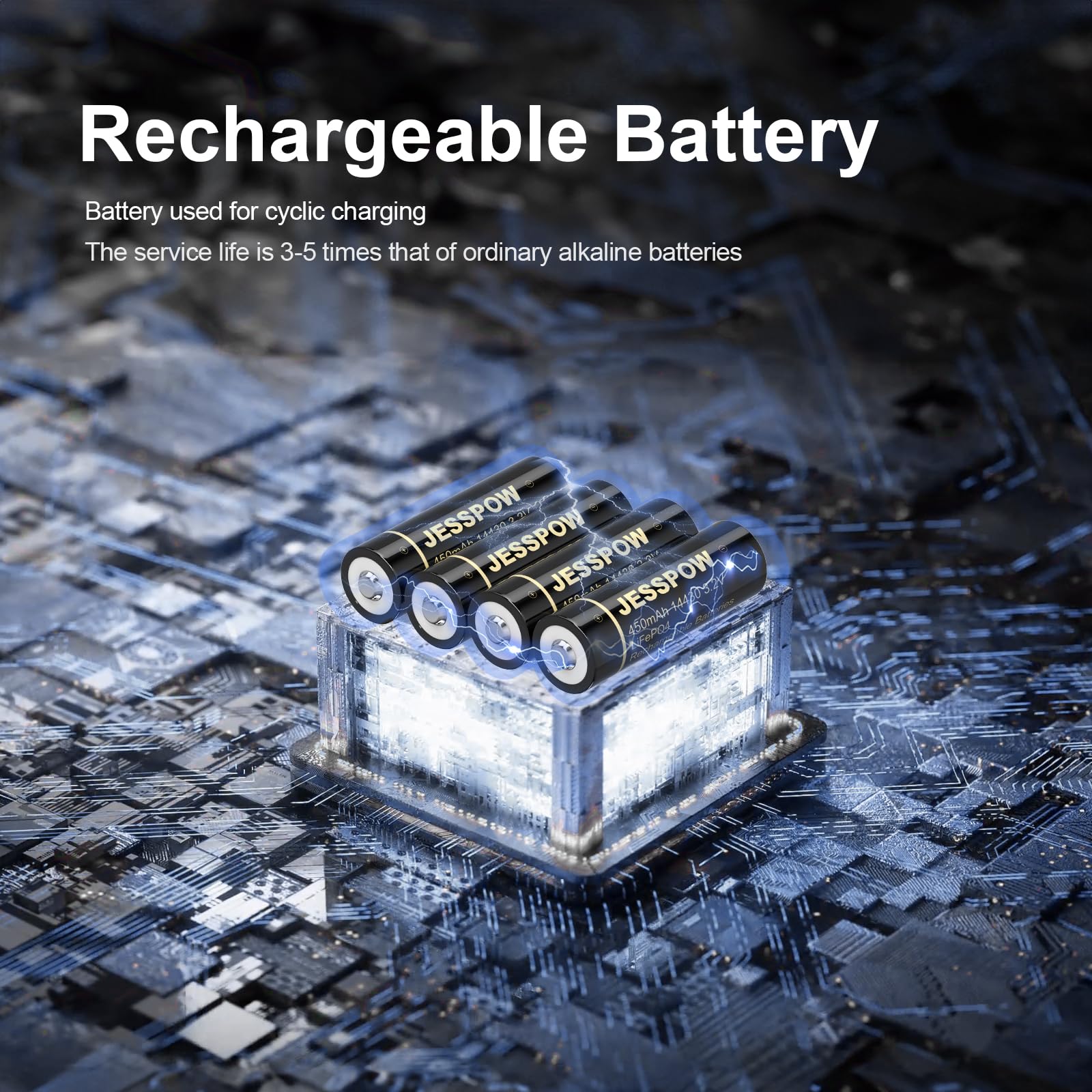 JESSPOW 14430 battery fueling a digital camera.