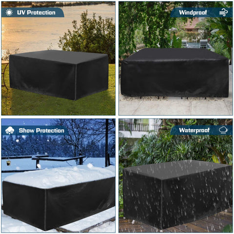 JESTOP oversized 96x64x40 cover fits wide patio sets.