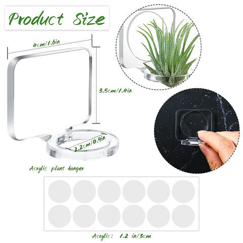Jetec air plant hanger with mounting tape shown for easy glass installation.