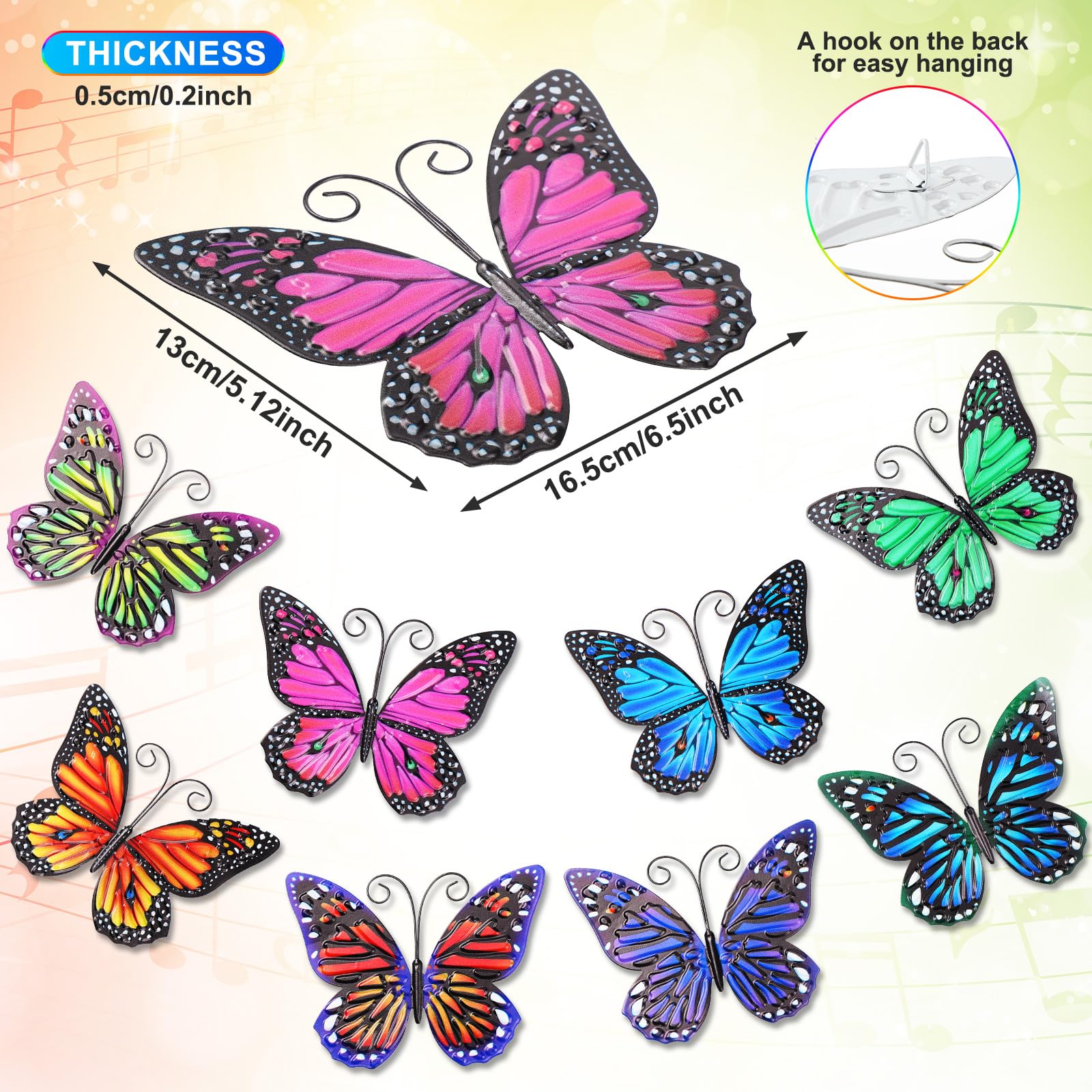Jetec metal butterfly wall art in 6.5 inch size enhances indoor walls