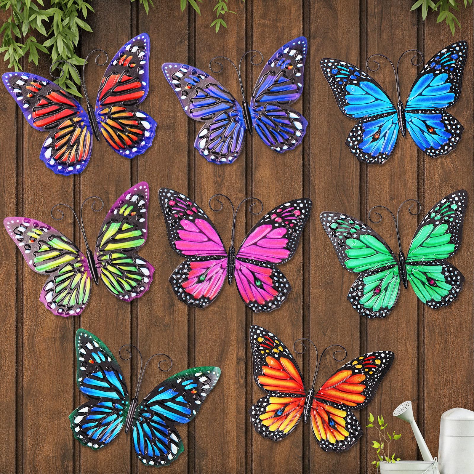 Jetec butterfly wall decor set on fence adds vibrant color to outdoor space