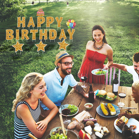 Jetec cake-shaped sign enhances birthday backdrop for photos and lawn decor.
