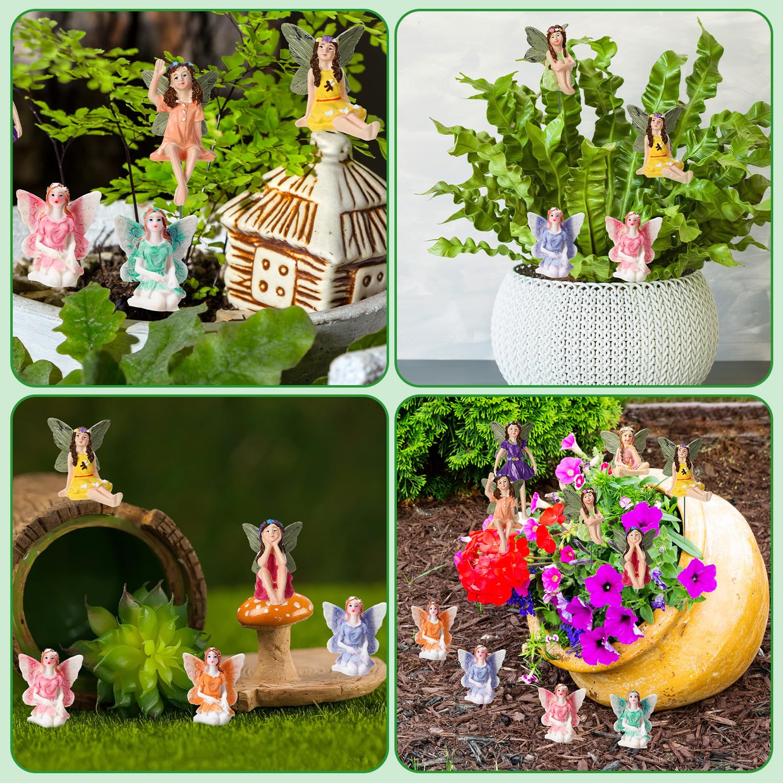 Jetec fairy resin garden figurine 04 holding flower enhances floral landscapes