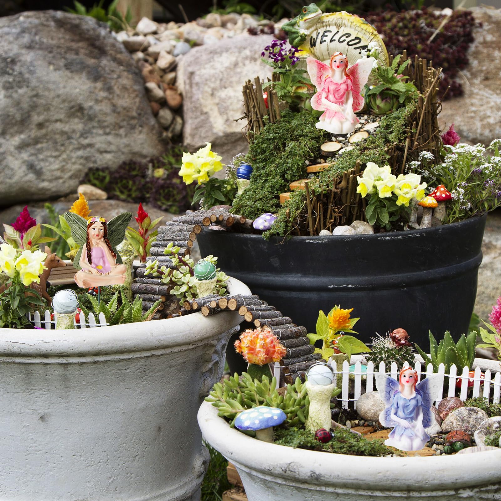 Jetec fairy resin garden figurine 06 moonlit design for evening garden ambience
