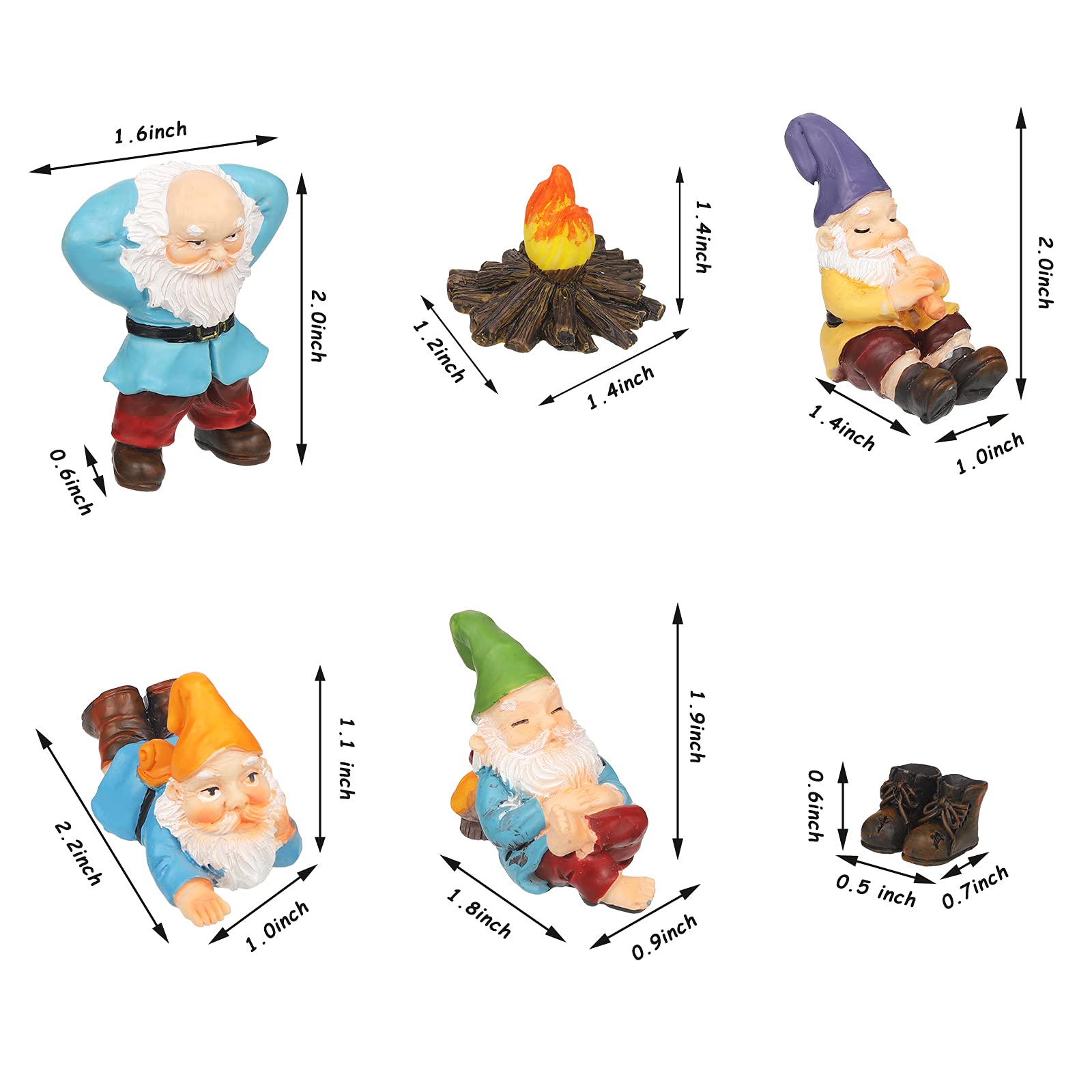 Jetec Fire Gnomes sitting gnome with shoes off enhances shelf display