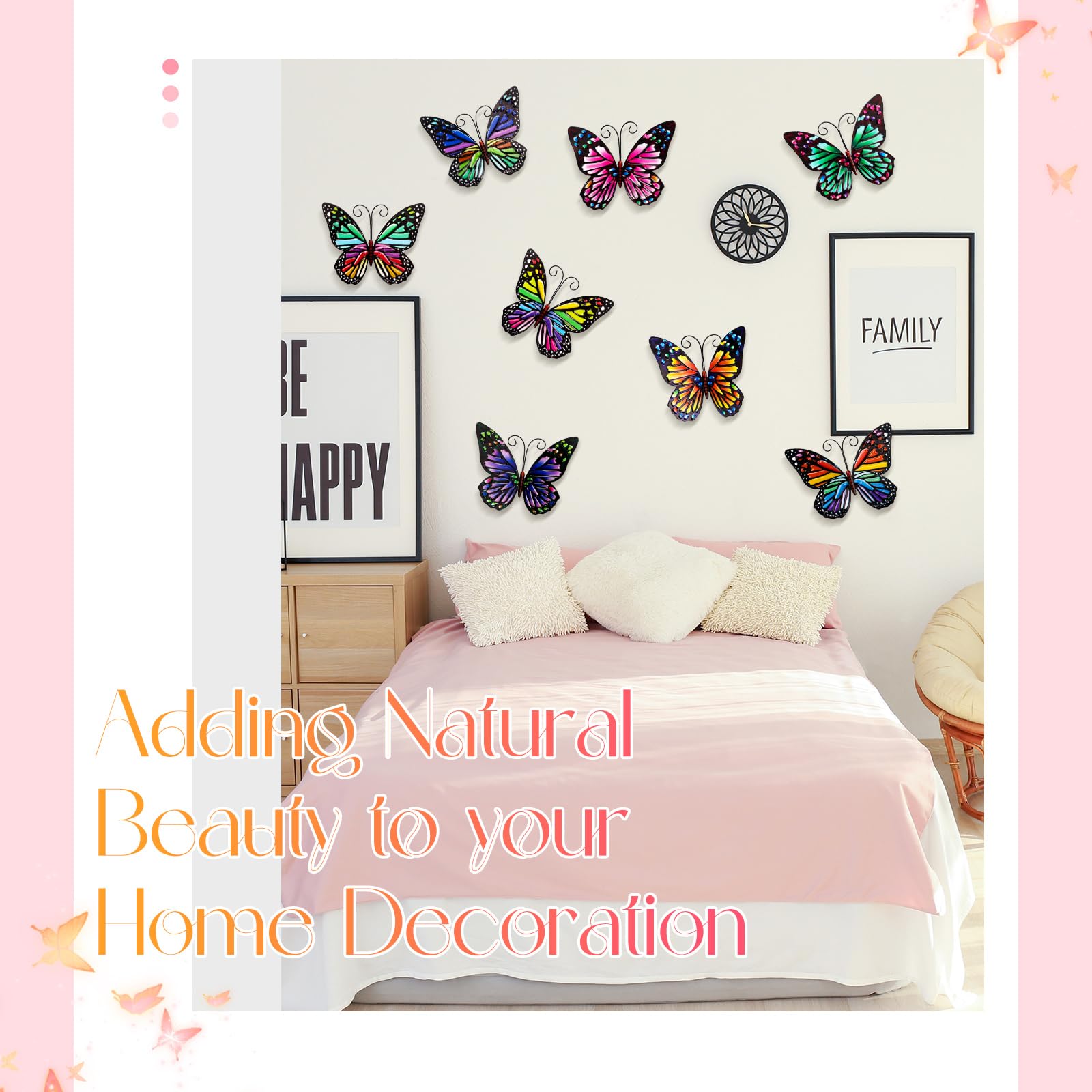 Jetec hanging iron butterflies are easy to mount on walls and surfaces.