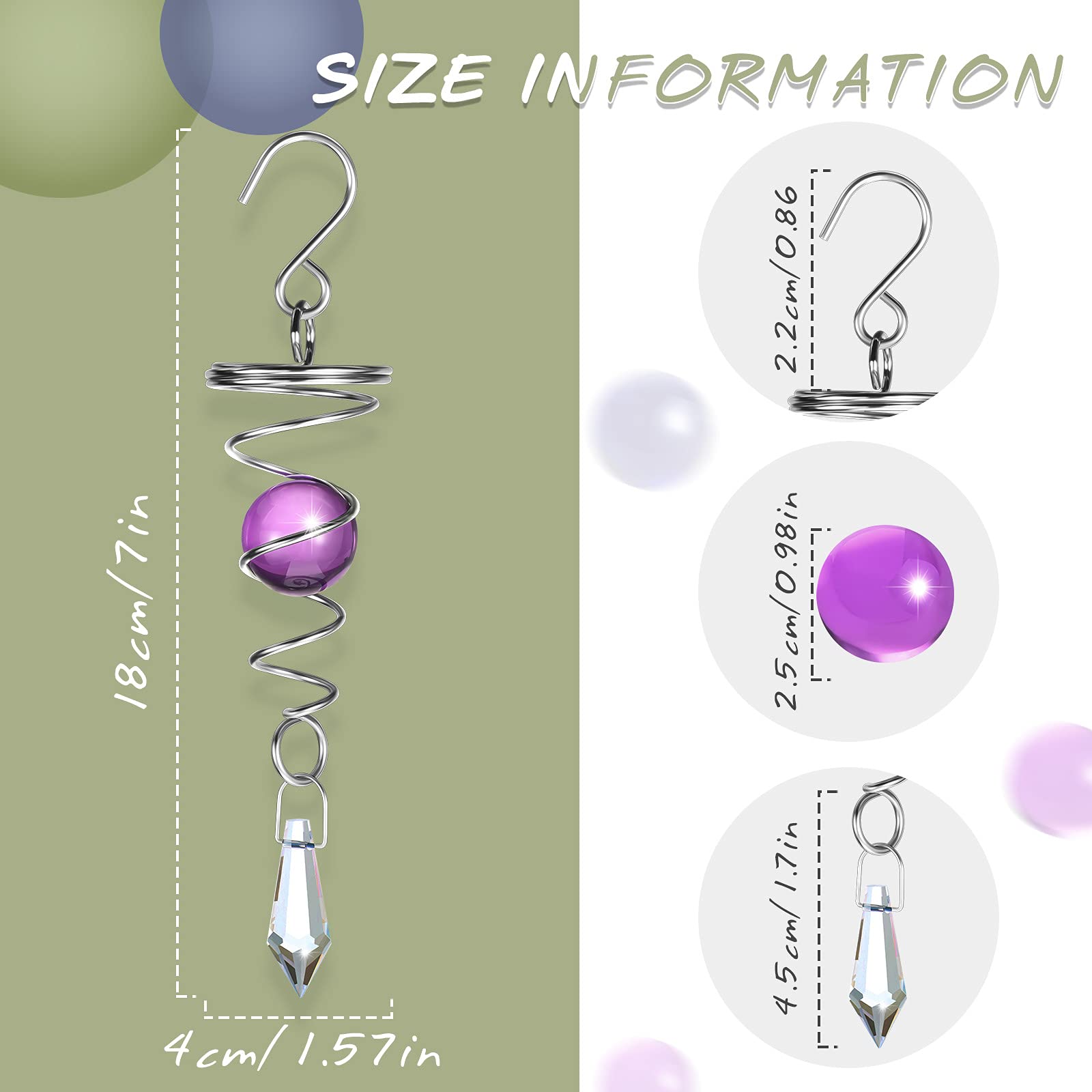 Jetec gazing ball with purple spiral tail enhances outdoor ambiance with motion.