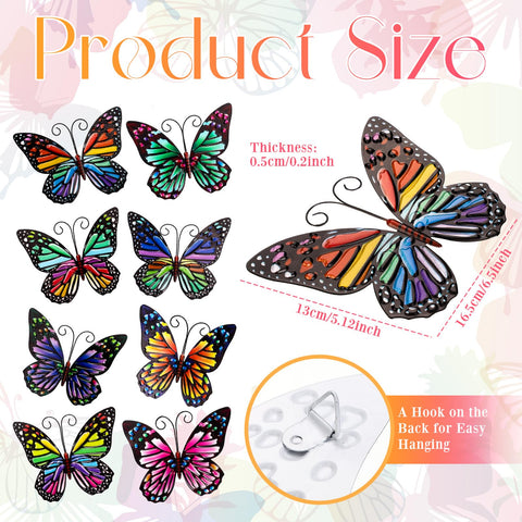 Jetec iron butterfly wall art, 6.5-inch size, adds whimsy to the garden.