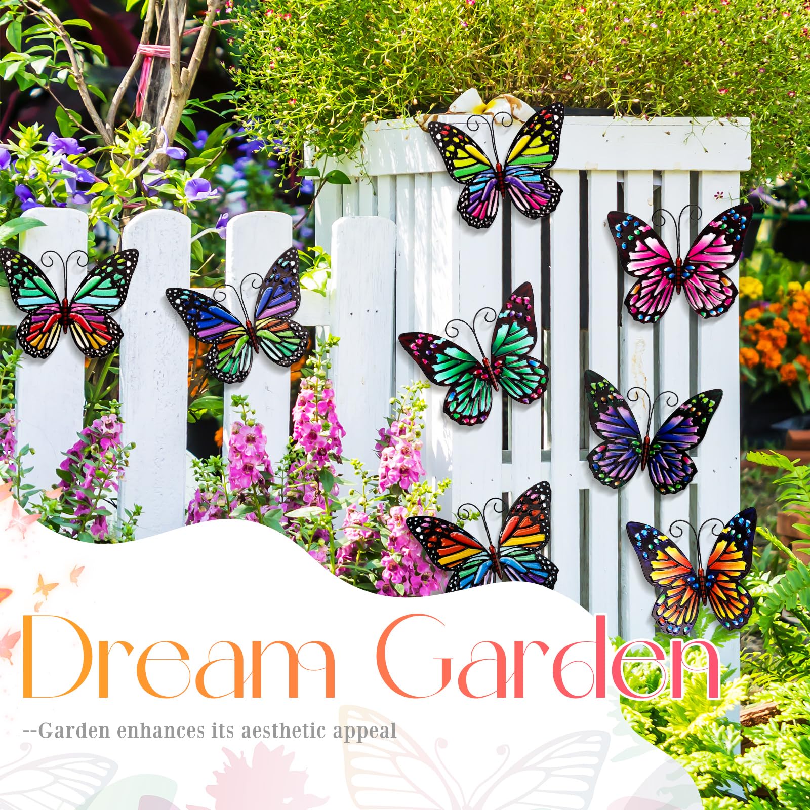 Jetec outdoor-friendly butterfly decor features durable powder-coated iron finish.