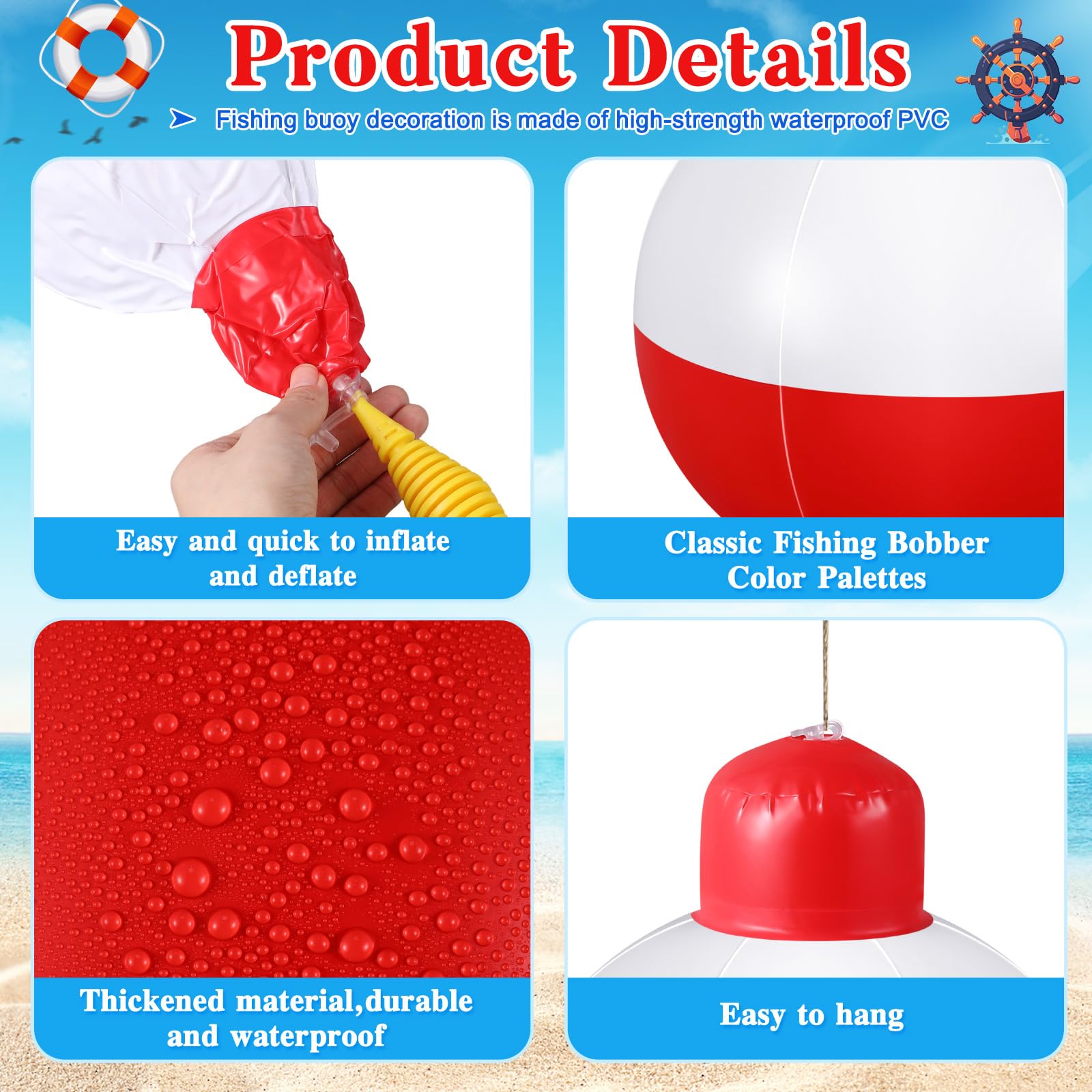Jetec 12-inch inflatable bobber ideal for patios and gardens with PVC material