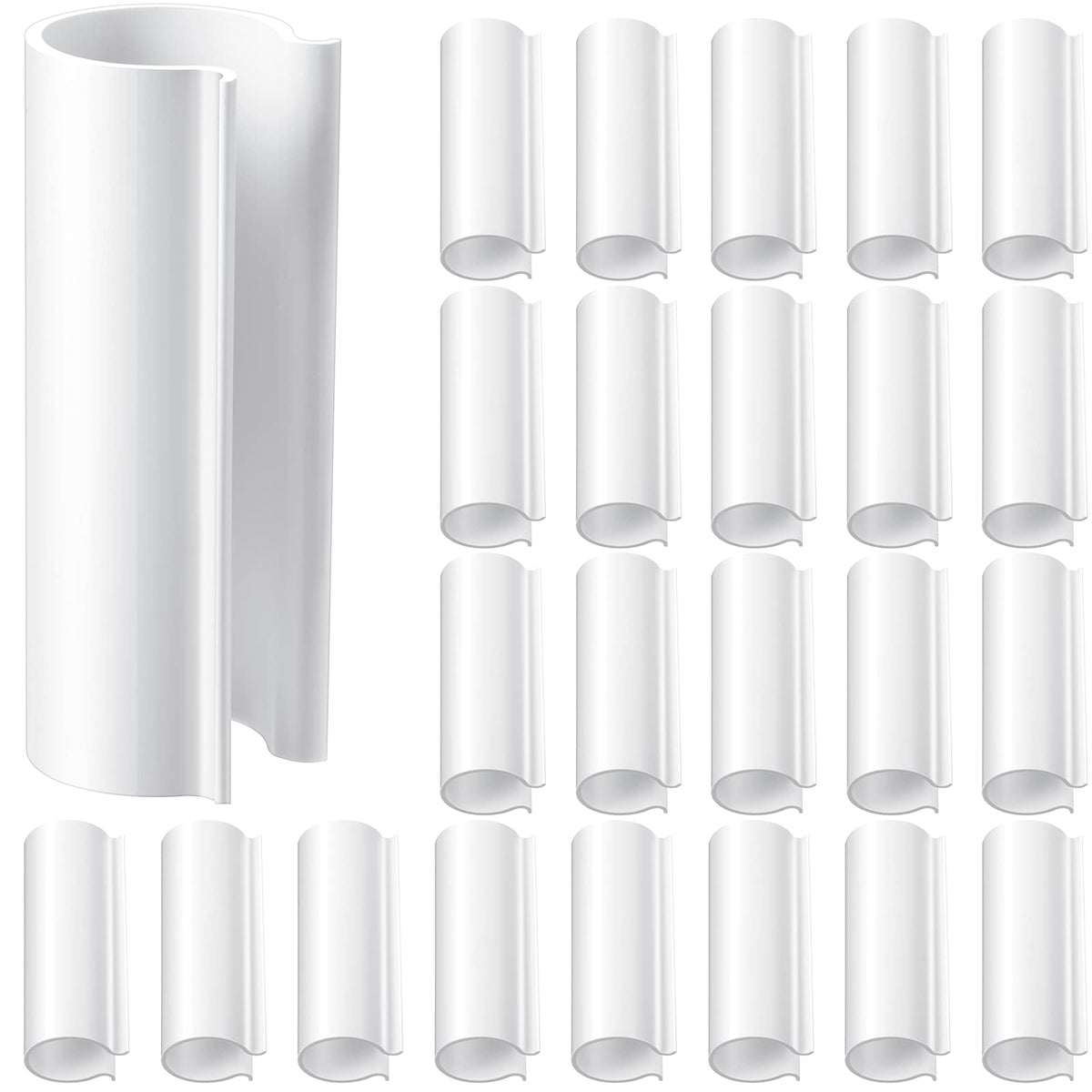 Jetec PVC pipe clip close-up securing 1/2 inch tubing for greenhouse frames