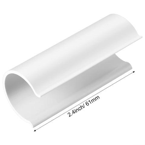 Jetec PVC pipe clips attached to 3/4 inch pipe securing greenhouse film.