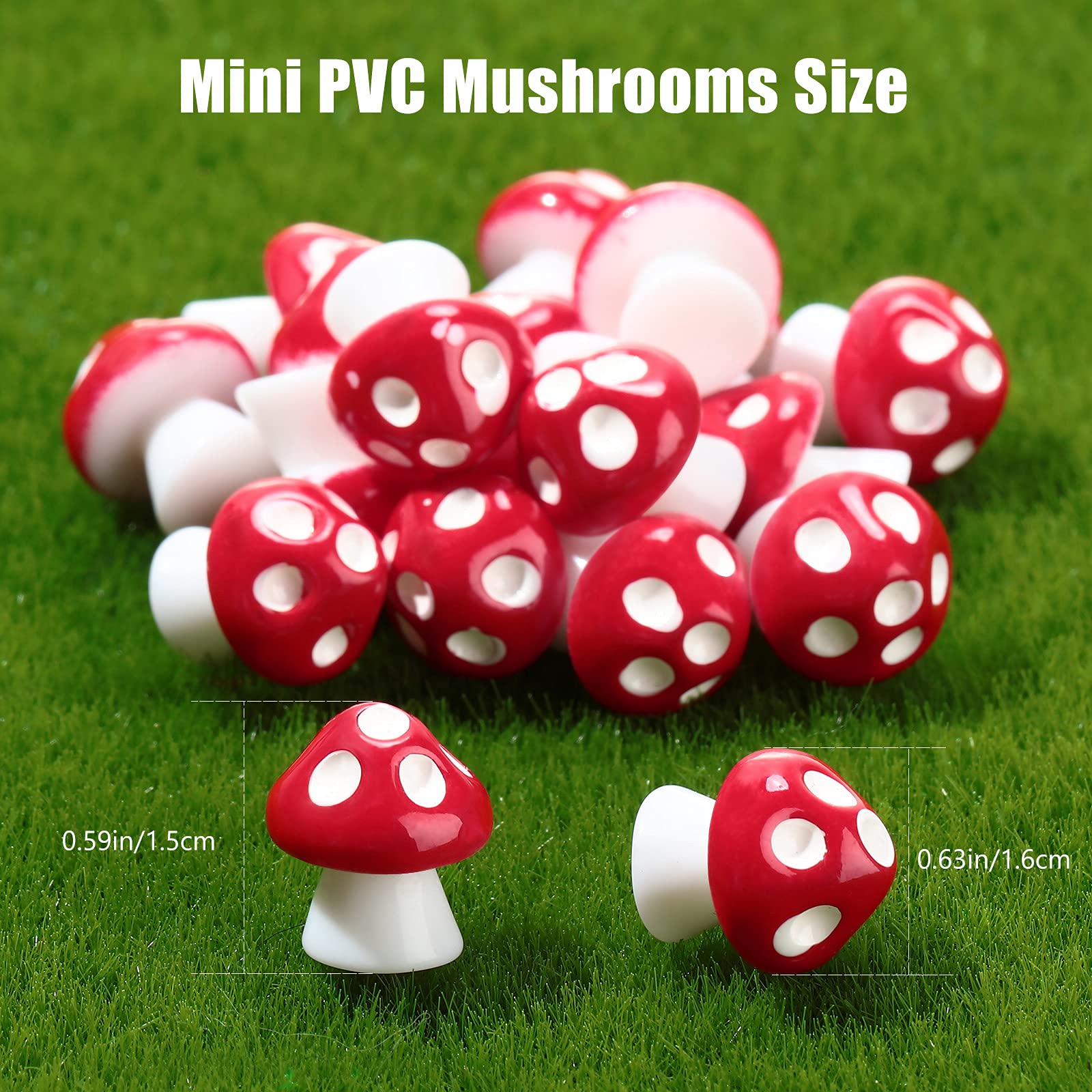 Jetec red mushroom miniature figure brightens potted plants with whimsy.