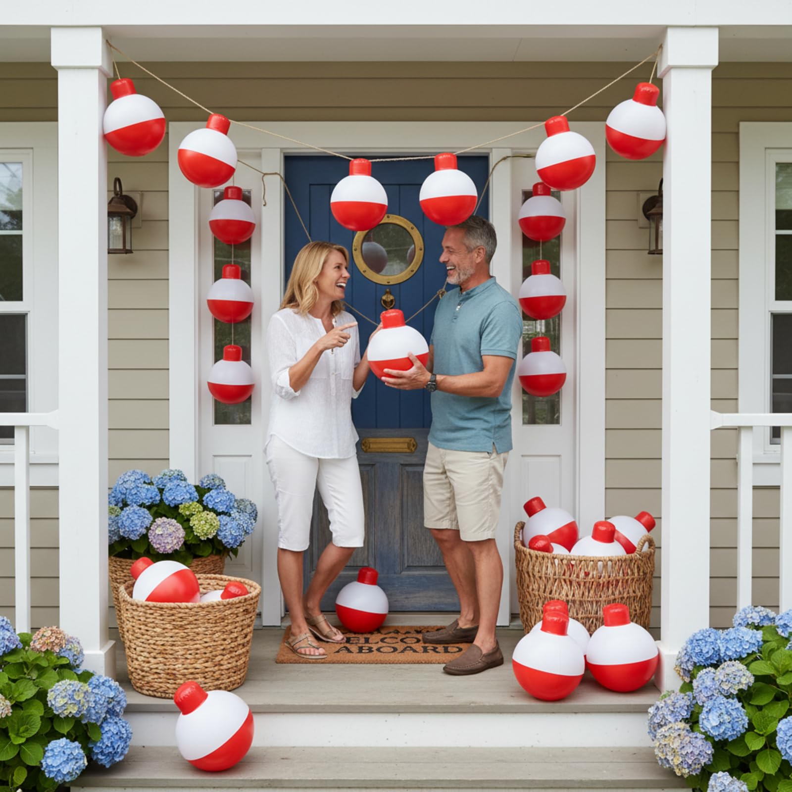 Jetec red-white bobber balloon hanging decor brightens doors or trees