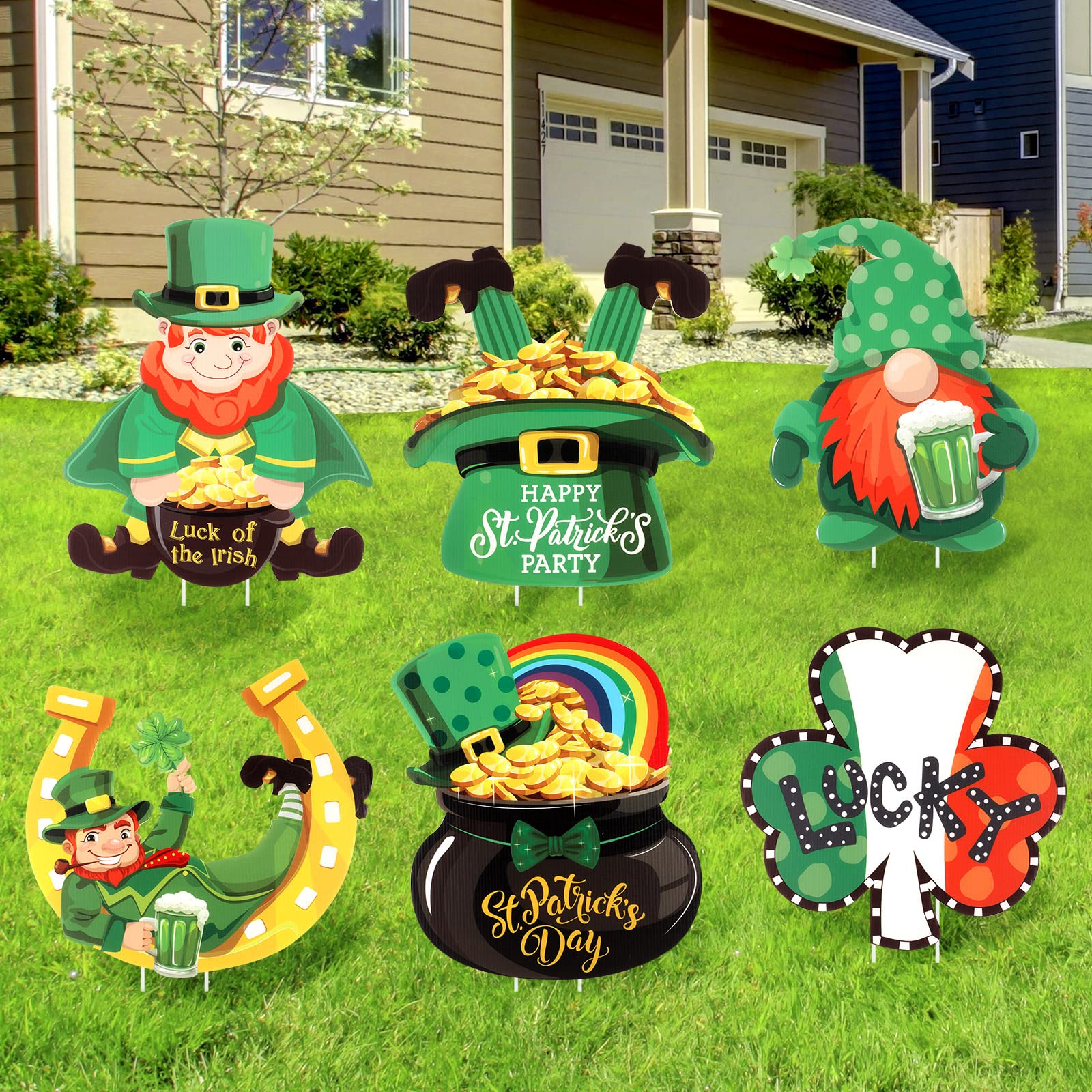 Jetec St. Patrick's Day yard sign with shamrock design for outdoor decor.