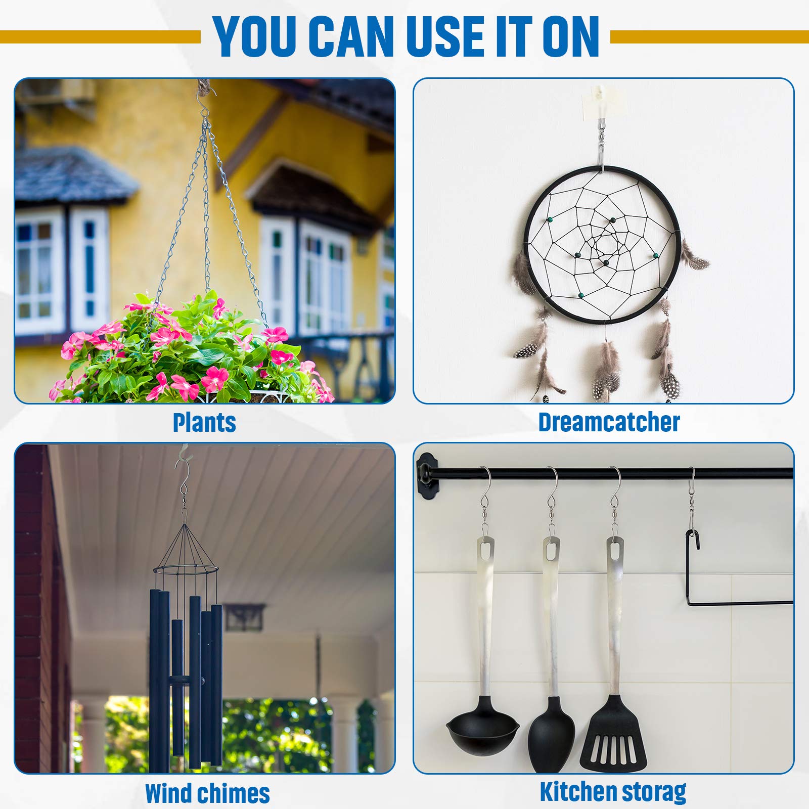 Jetec wind chime suspension clip keeps decorations secure and easy to reposition.