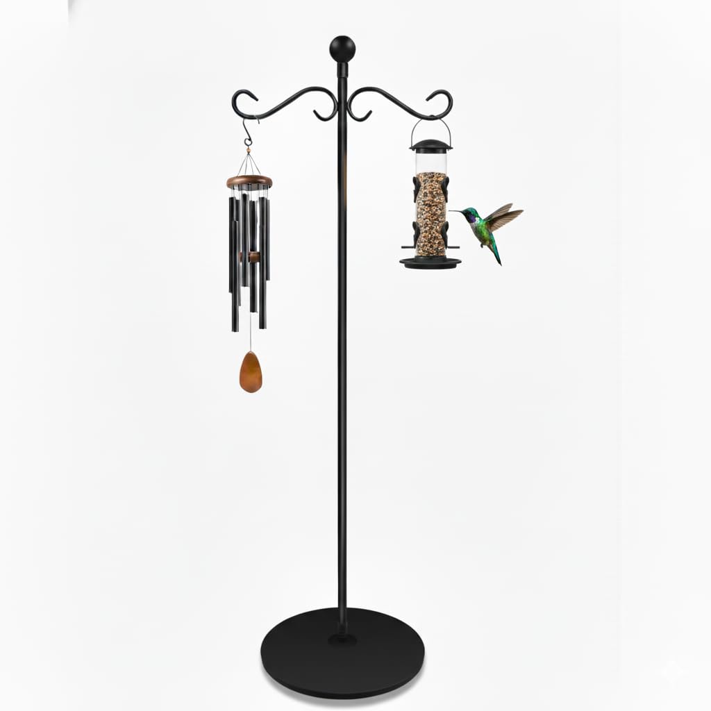 JETTIFY double-shepherds hook with round base for stable 58-inch garden display.