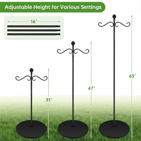 JETTIFY outdoor-ready stand supports bird feeders, wind chimes, lanterns.