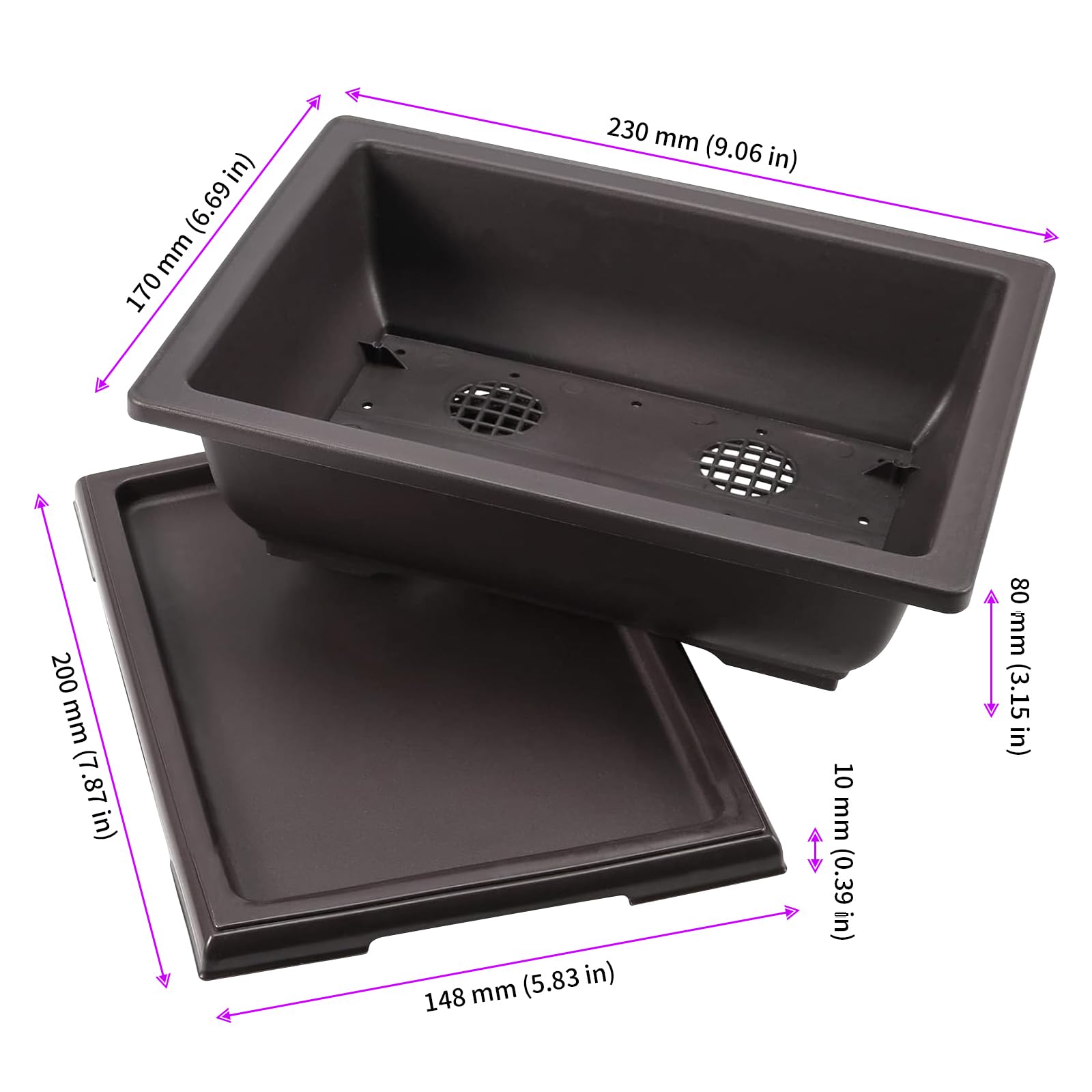 JEUIHAU bonsai pot with tray demonstrates a stackable design for space saving