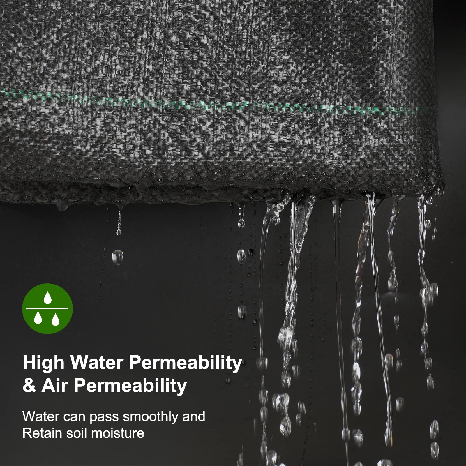 Jevrench dual-layer weed barrier fabric with perforations enables water and air flow