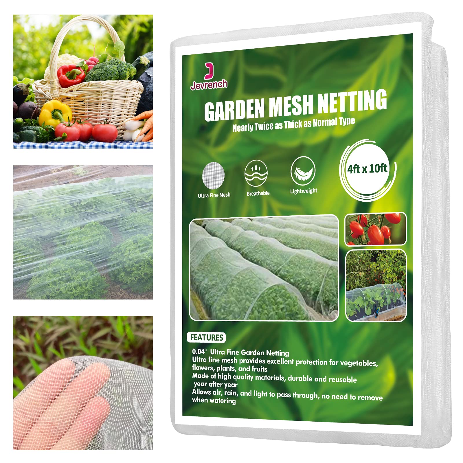 Jevrench Garden Netting Ultra-Fine 13x16 cover protects crops while letting sunlight through.