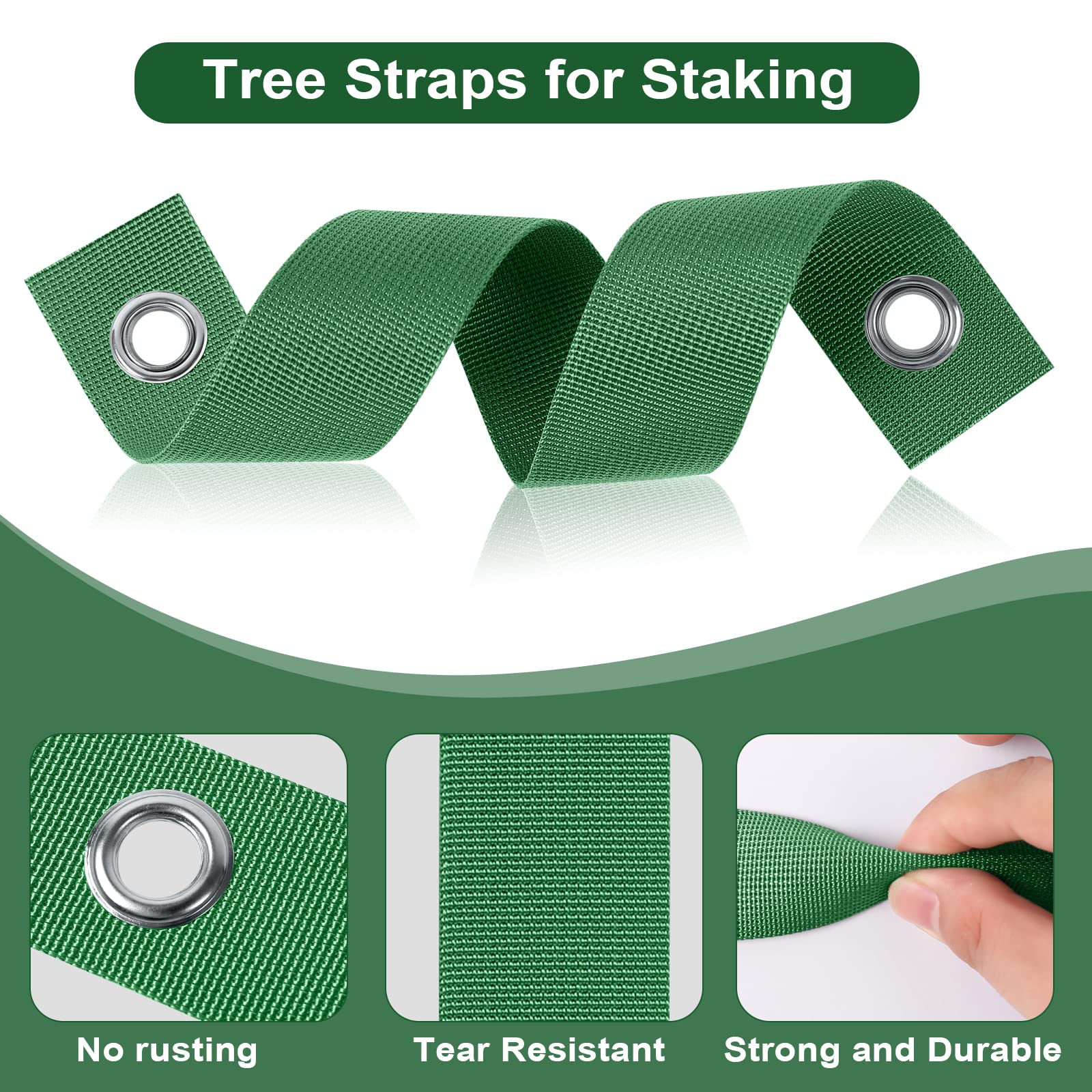 Jevrench nylon tree straps highlight strength, preventing deformation under wind.