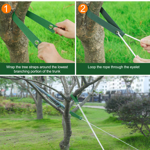 Jevrench easy-to-use wrapping method simplifies securing leaning trees.