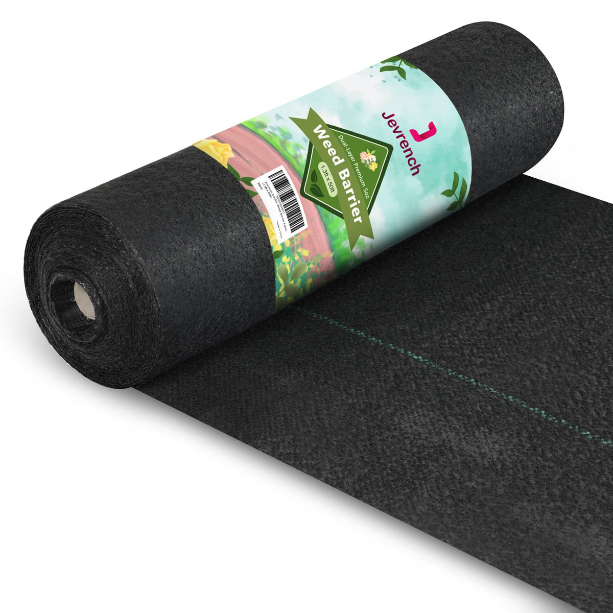 Jevrench weed barrier fabric in a garden bed blocking weeds while allowing soil to breathe