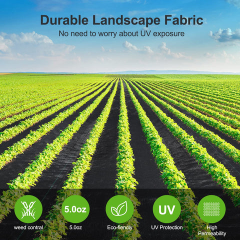 Jevrench 5oz fabric beneath mulch provides long-lasting weed protection
