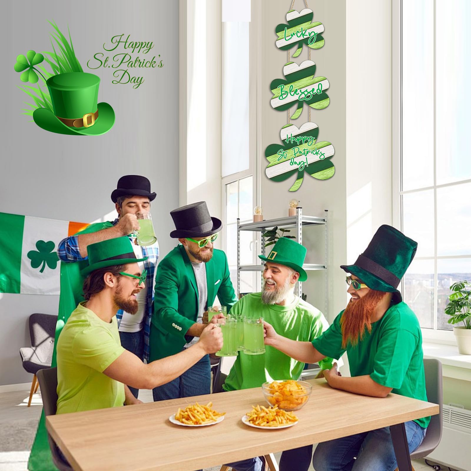 JEVUVU front-door decor shamrock boards for seasonal celebration and welcome.