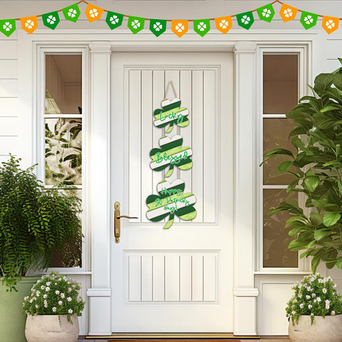 JEVUVU green shamrock wood decoration adding rustic charm to any entry.