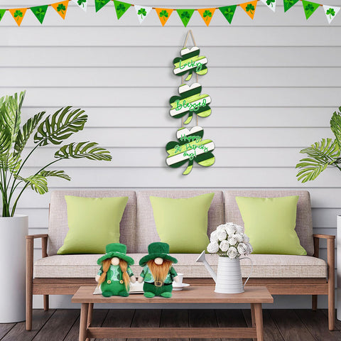 JEVUVU shamrock wall art highlighting luck and blessing through colorful clover shapes.