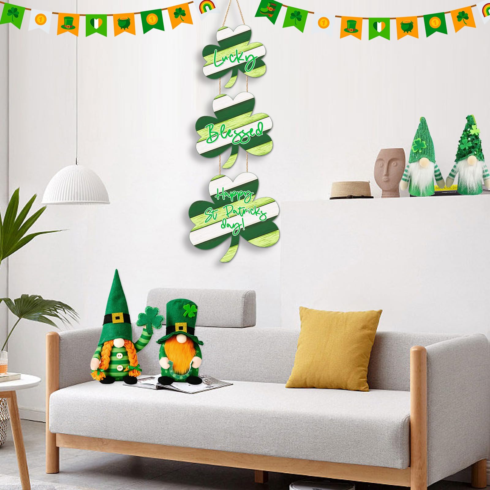 JEVUVU windows, gates, or walls display St Patrick's Day charm with three-clover design.