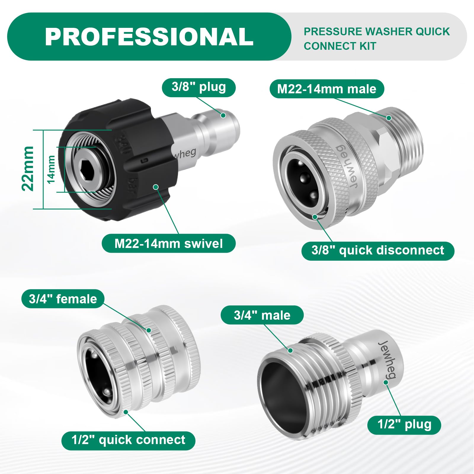 Jewheg 38-inch quick-disconnect parts ready for tool switching during car wash