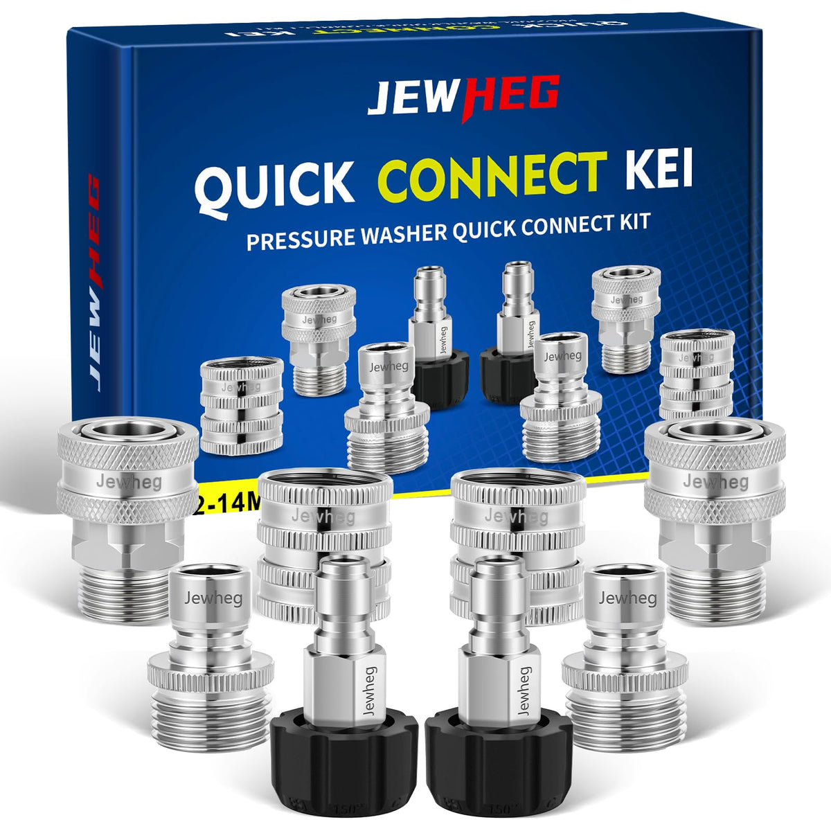 Jewheg pressure-washer quick-connect-kit assembly showing fast, secure connections for cleaning tasks
