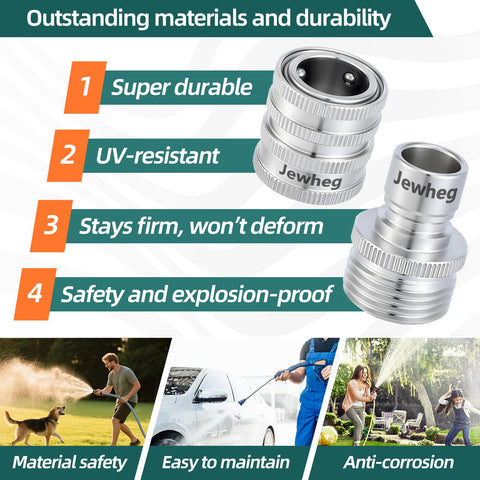 Jewheg Quick Connect hose fittings leak-proof seal spotlights upgraded O-rings for reliability.