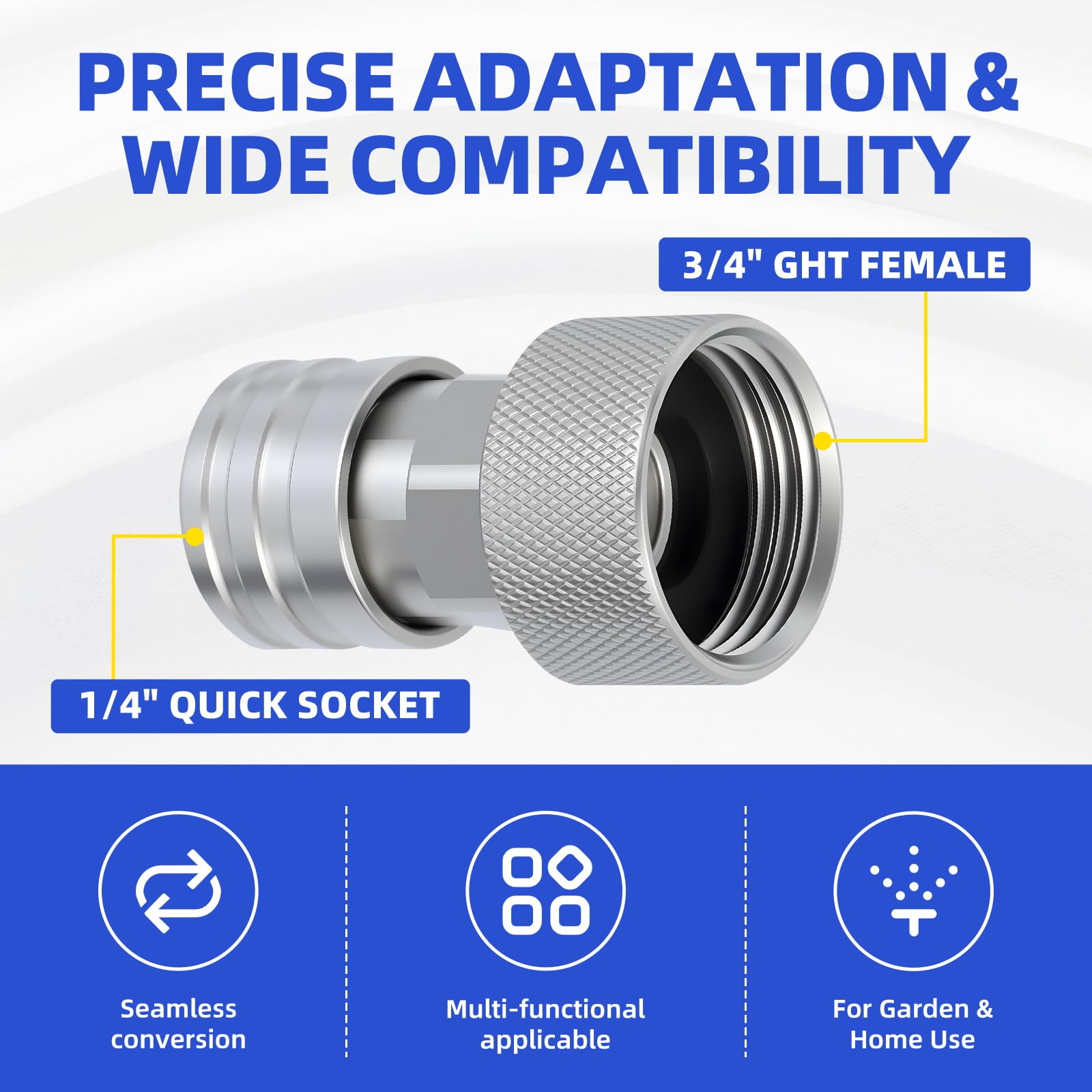 Jewheg adapter connecting GHT to 1/4 quick-connect threads for secure use.