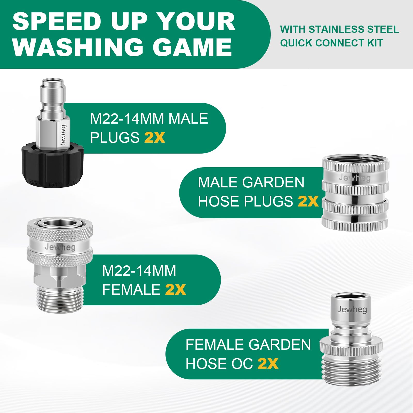 Jewheg stainless-steel swivel 14mm closeup highlighting durable, high-pressure compatibility