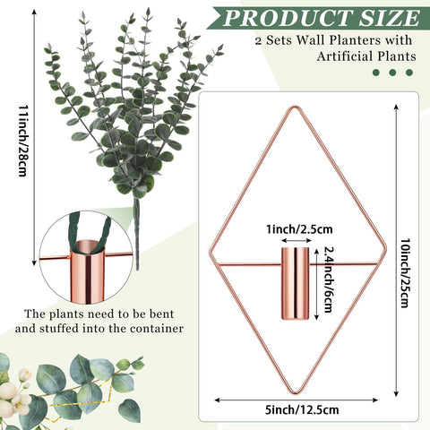 Artificial eucalyptus sits in the center tube for maintenance-free greenery.