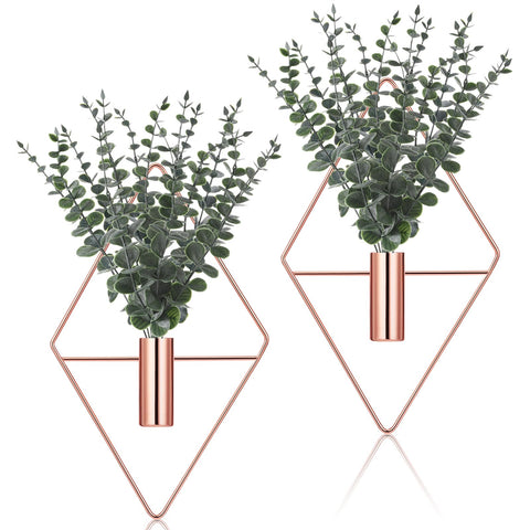 Jexine geometric hanging planter in rose gold adds modern wall flair.