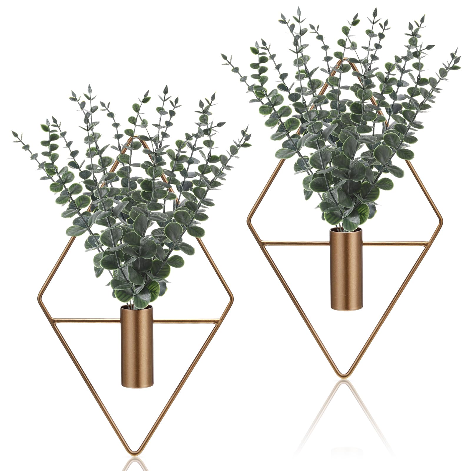 Jexine hanging planter with geometric bronze frame for stylish wall decor