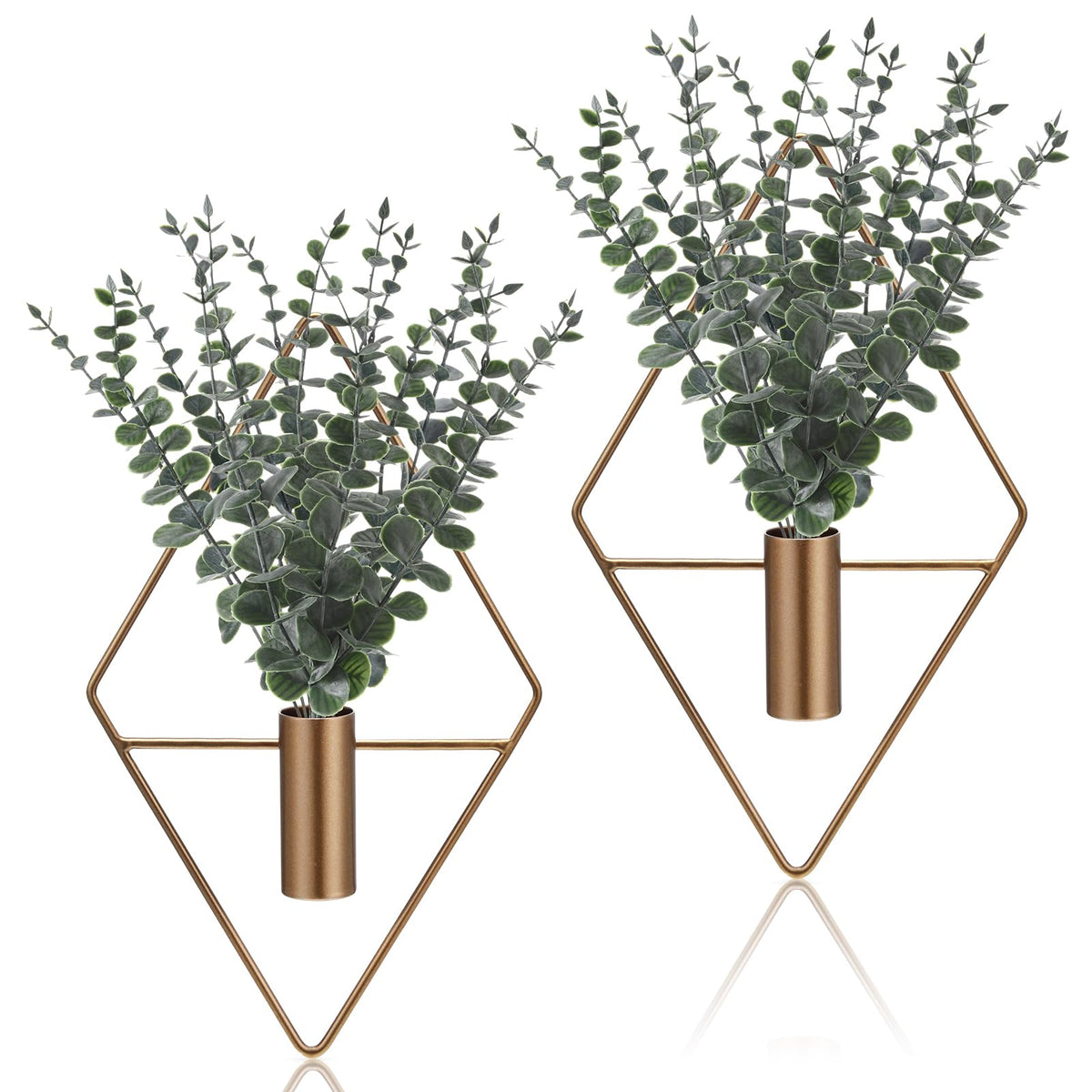 Jexine hanging planter with geometric bronze frame for stylish wall decor