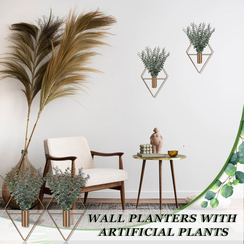 Jexine interior living room decor with bronze geometric planters for ambiance