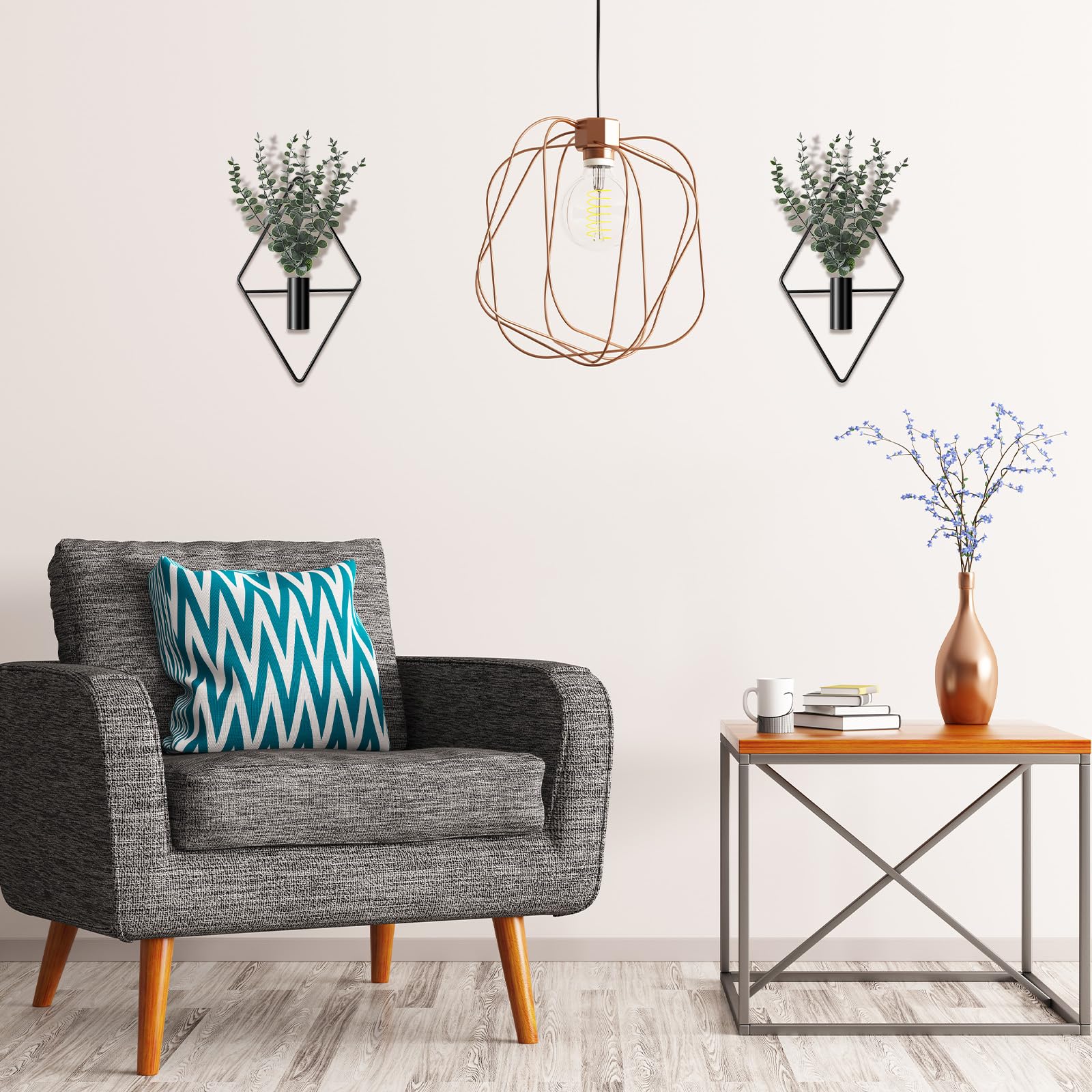 Jexine package includes two metal planters and two plastic plants for quick setup.